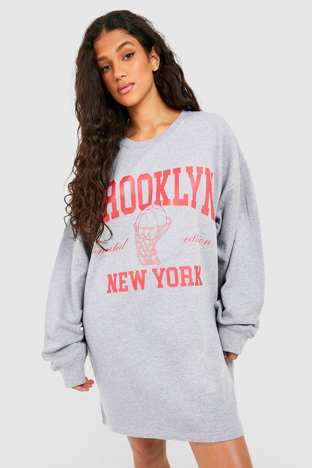 Brooklyn New York Printed Sweat Dress boohoo